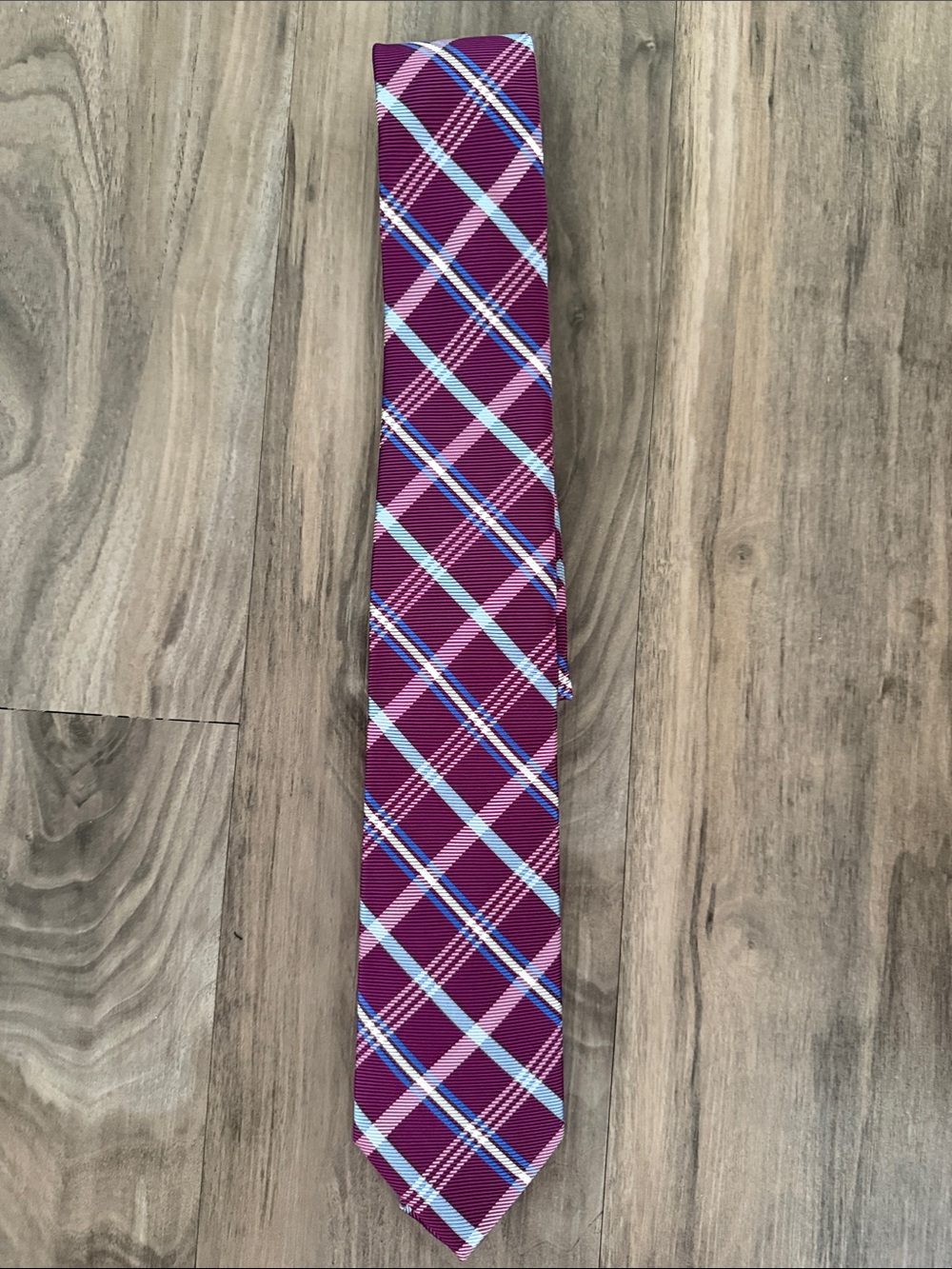 Jos. A. Bank Purple Plaid Tie with Blue and Pink Accents